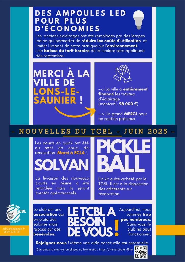 Nouvelles du TCBL, juin 2025