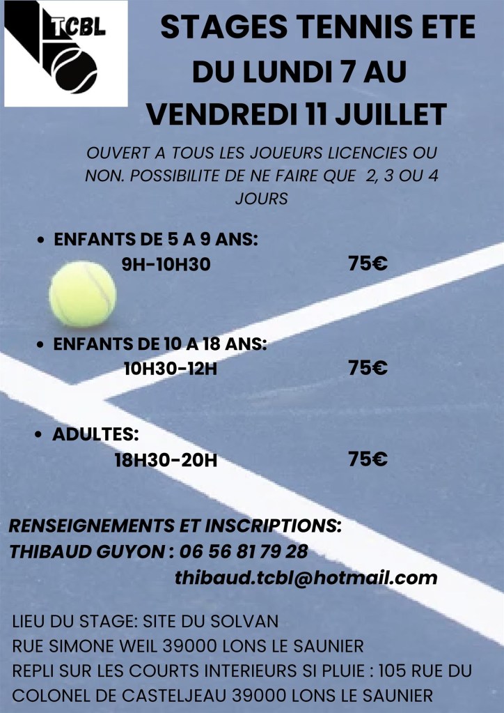 Stages enfants et adultes du 7 au 11 juillet