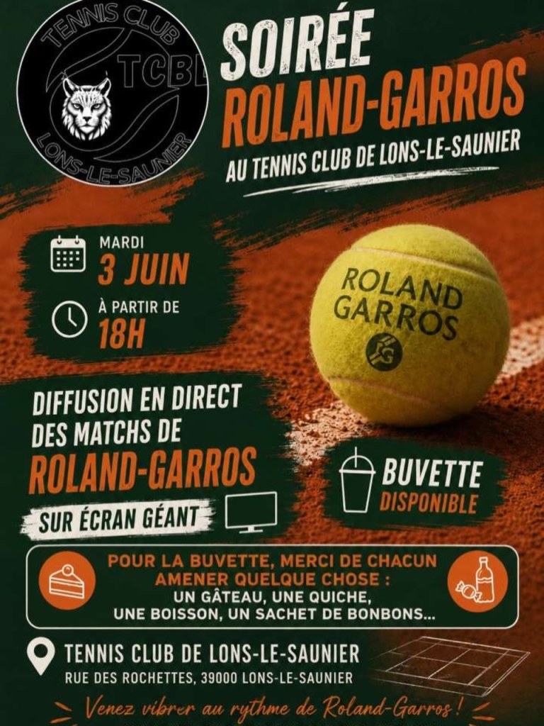 mardi 3 juin 18h, diffusion des matches de Roland-Garros